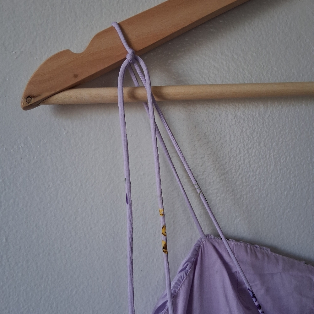 Showpo Purple Floral Dress With Strap Ties - Picture 5 of 10